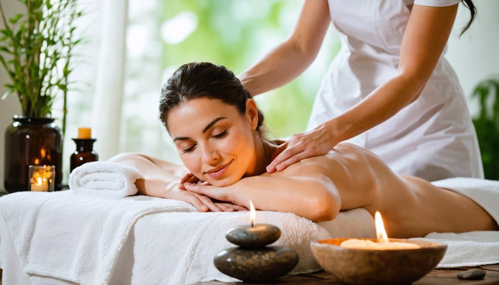Female therapist giving aromatherapy massage with lavender oil in Delhi”